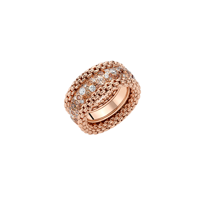 FOPE  BUBBLE_RINGS RING WITH WHITE AND BROWN DIAMONDS