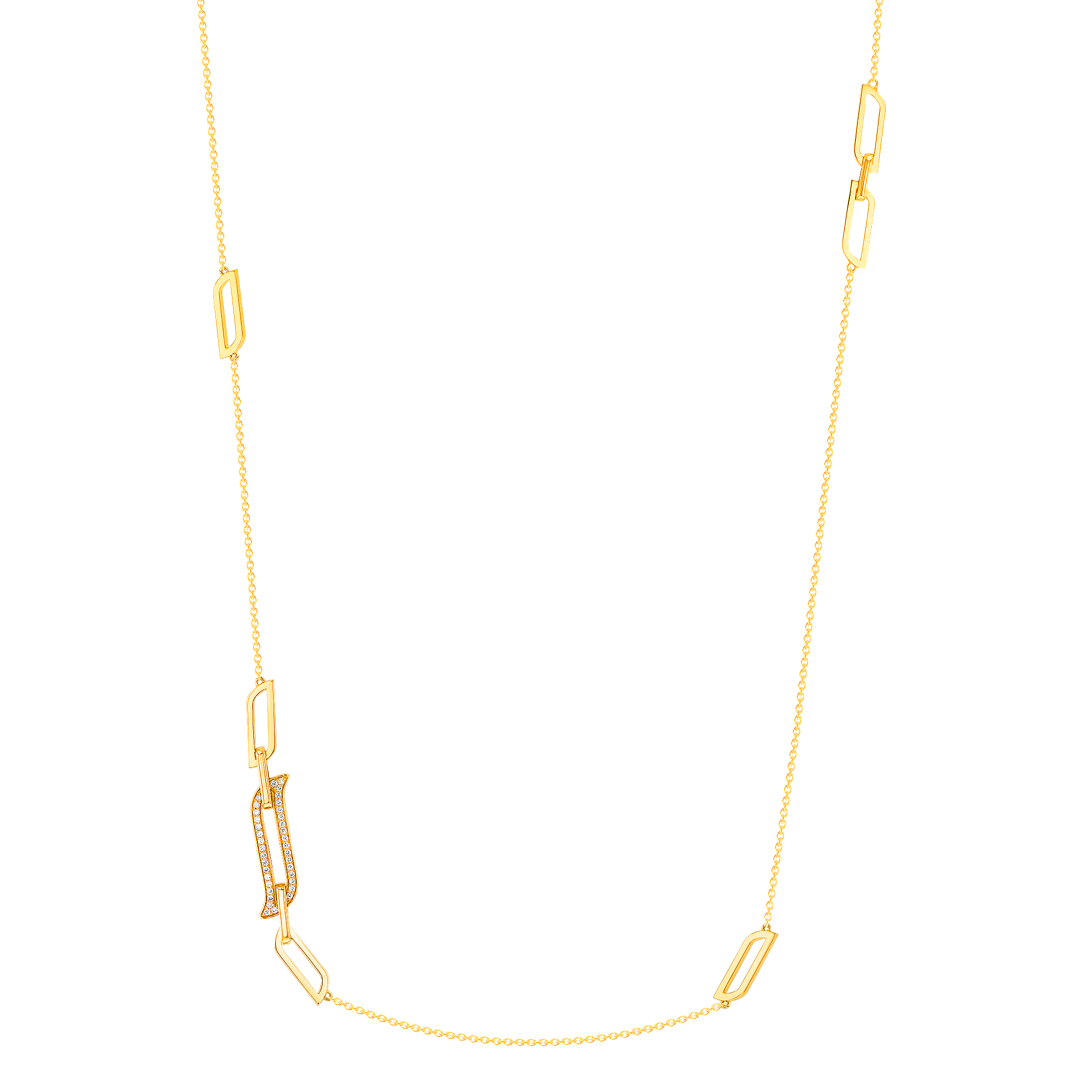 Alif Unity Long Tin Cup Necklace 18K Yellow Gold & Diamond 