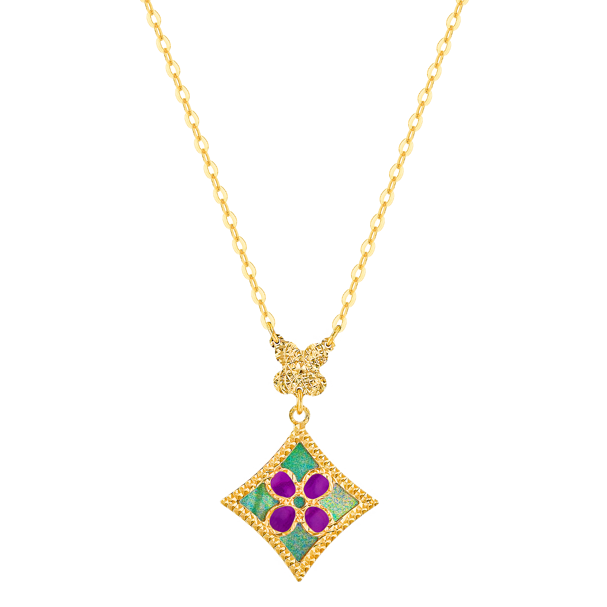 Amelia Versailles Garden Star Double Sided Necklace in 18K Yellow Gold