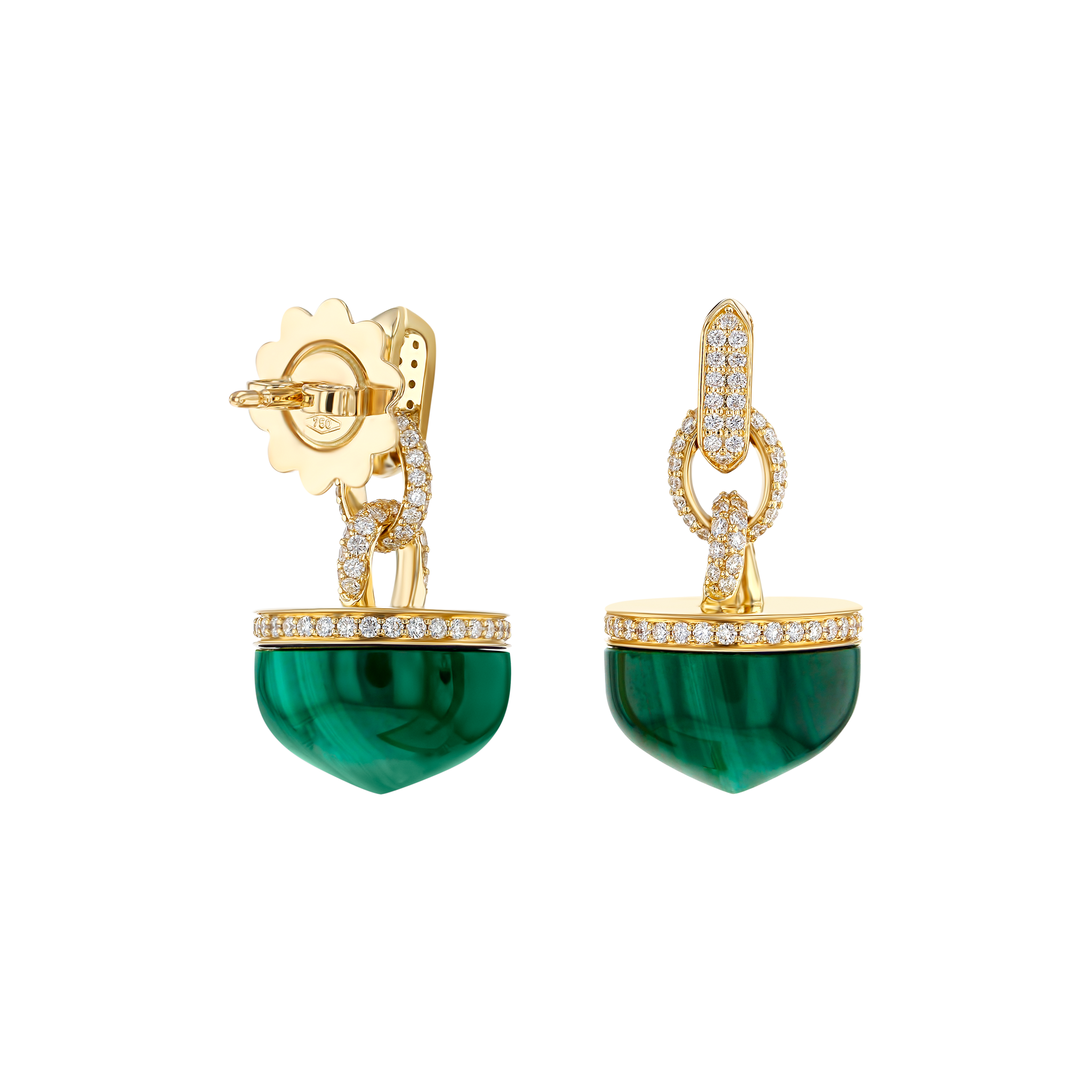 Dome Majesty Malachite Drop Earrings 