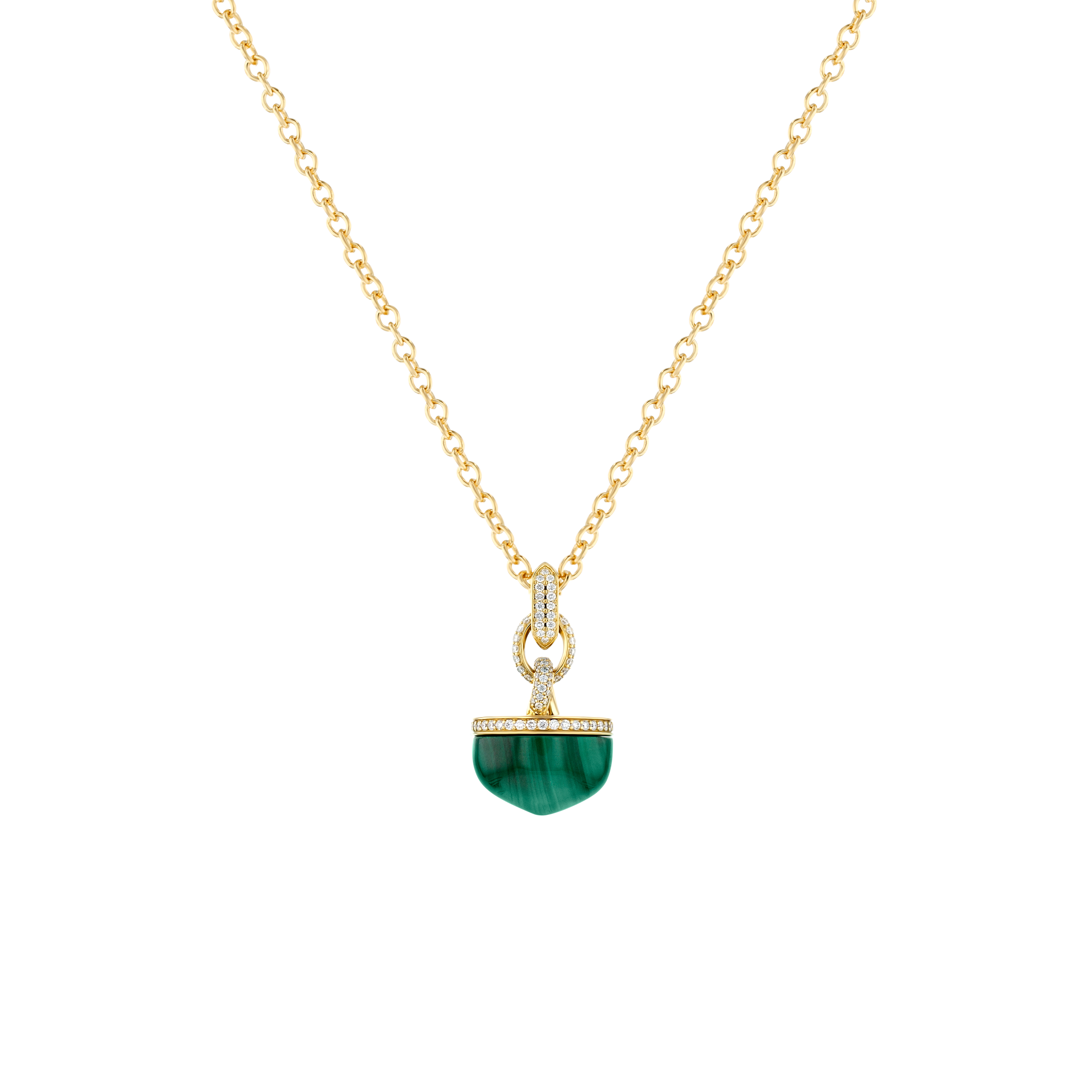 Dome Majesty Malachite Diamond Necklace