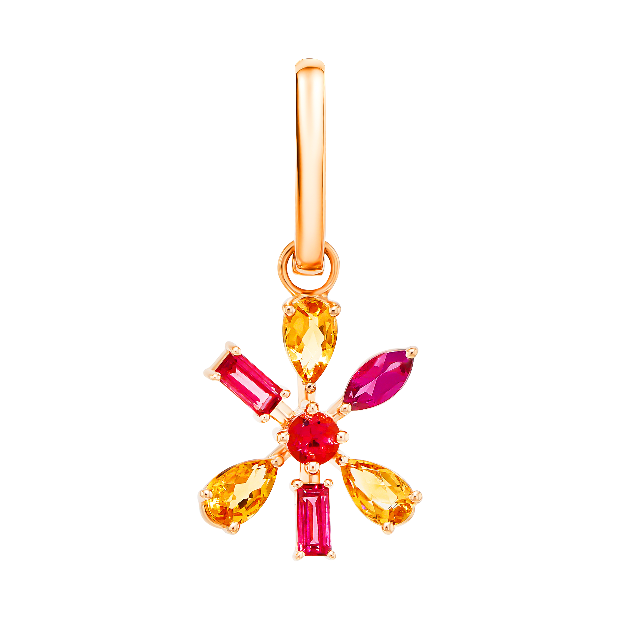 Fireworks Sparks Hoop Drop Earrings in 18K Rose Gold 
