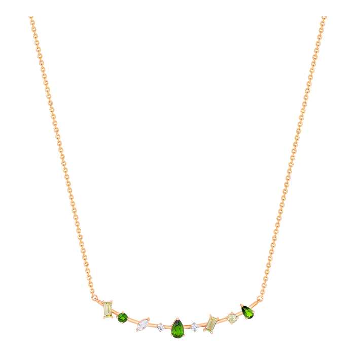Fireworks Fiesta Diamond and Precious Gem Necklace in 18k Rose Gold