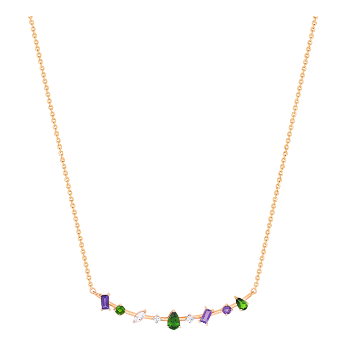 Fireworks Diamond and Precious Gem Necklace in 18k Rose Gold