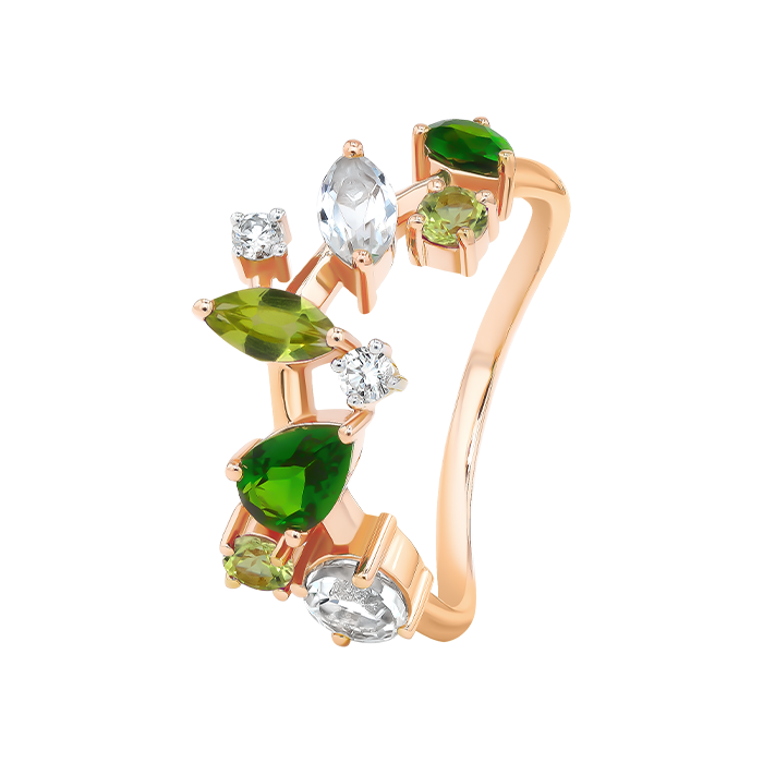Fireworks Fiesta Diamond and Precious Gem Ring in 18k Rose Gold