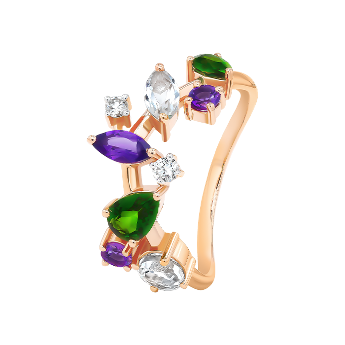 Fireworks Fiesta Diamond and Precious Gem Ring in 18k Rose Gold