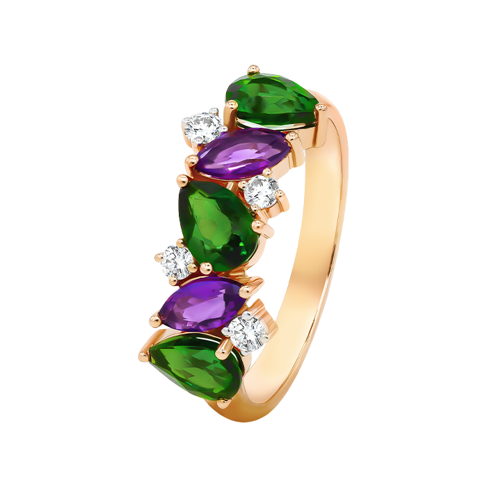 Fireworks Fiesta Diamond and Precious Gem Ring in 18k Rose Gold