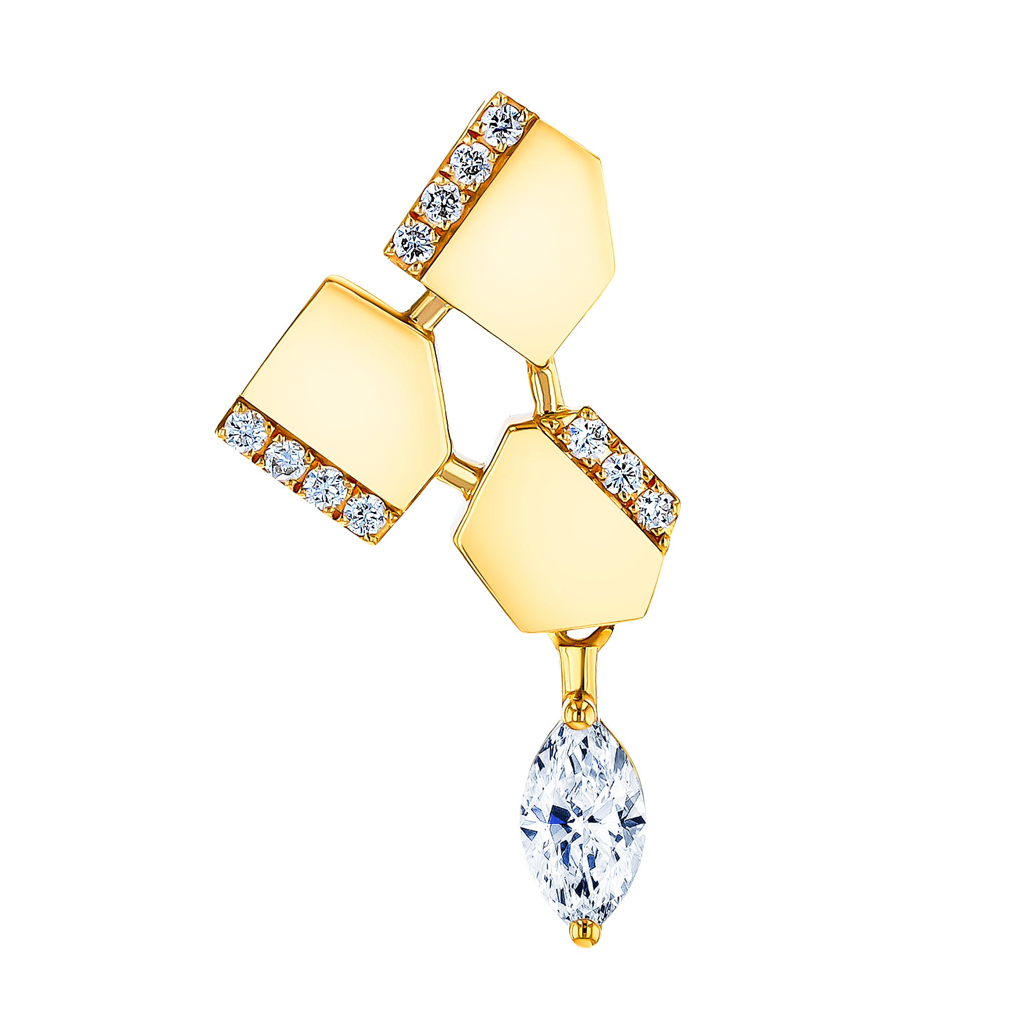 Glacial  Earring  in 18K Yellow Gold Studded  with Diamonds