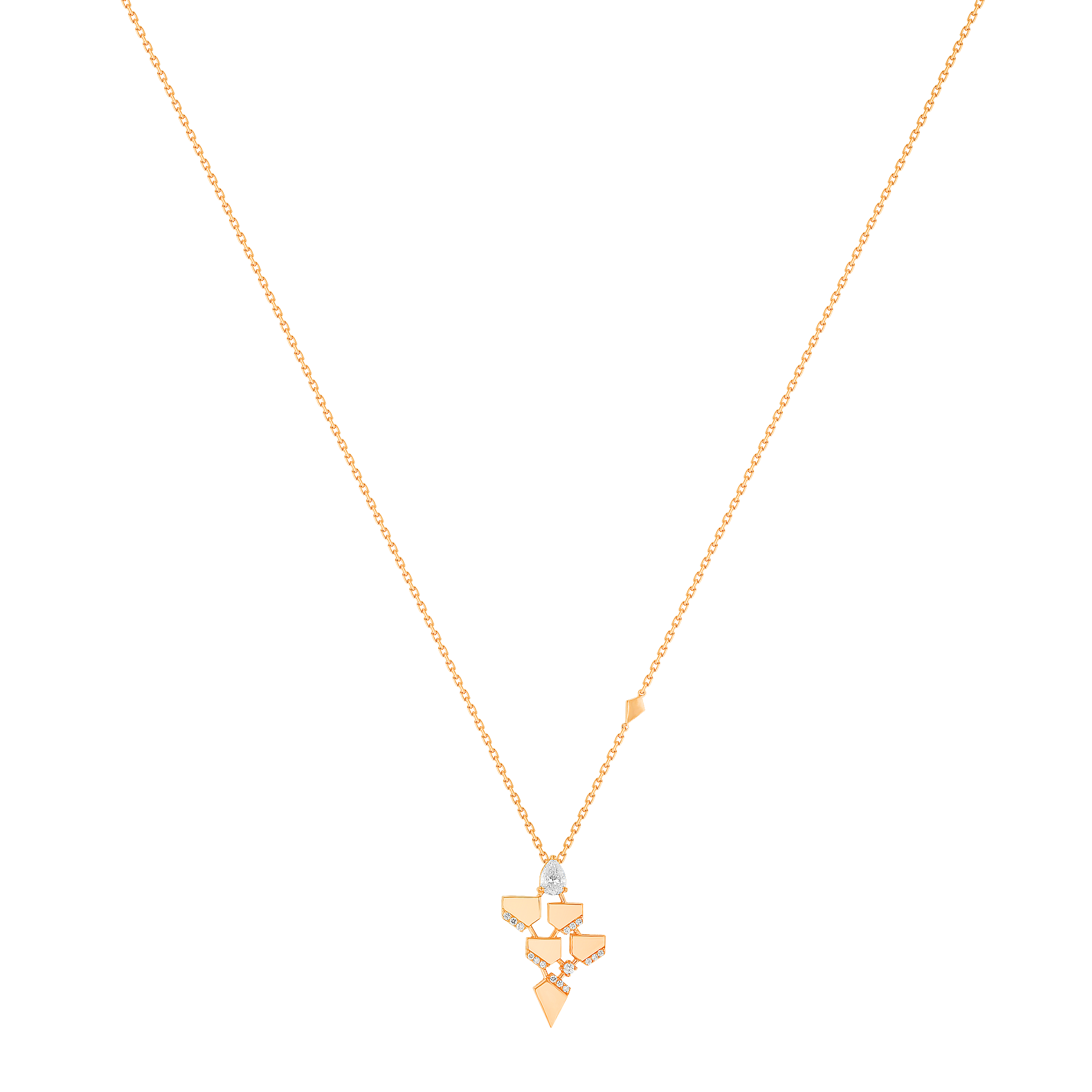Glacial  Necklace in 18K Rose  Gold Studded  with   Diamonds
