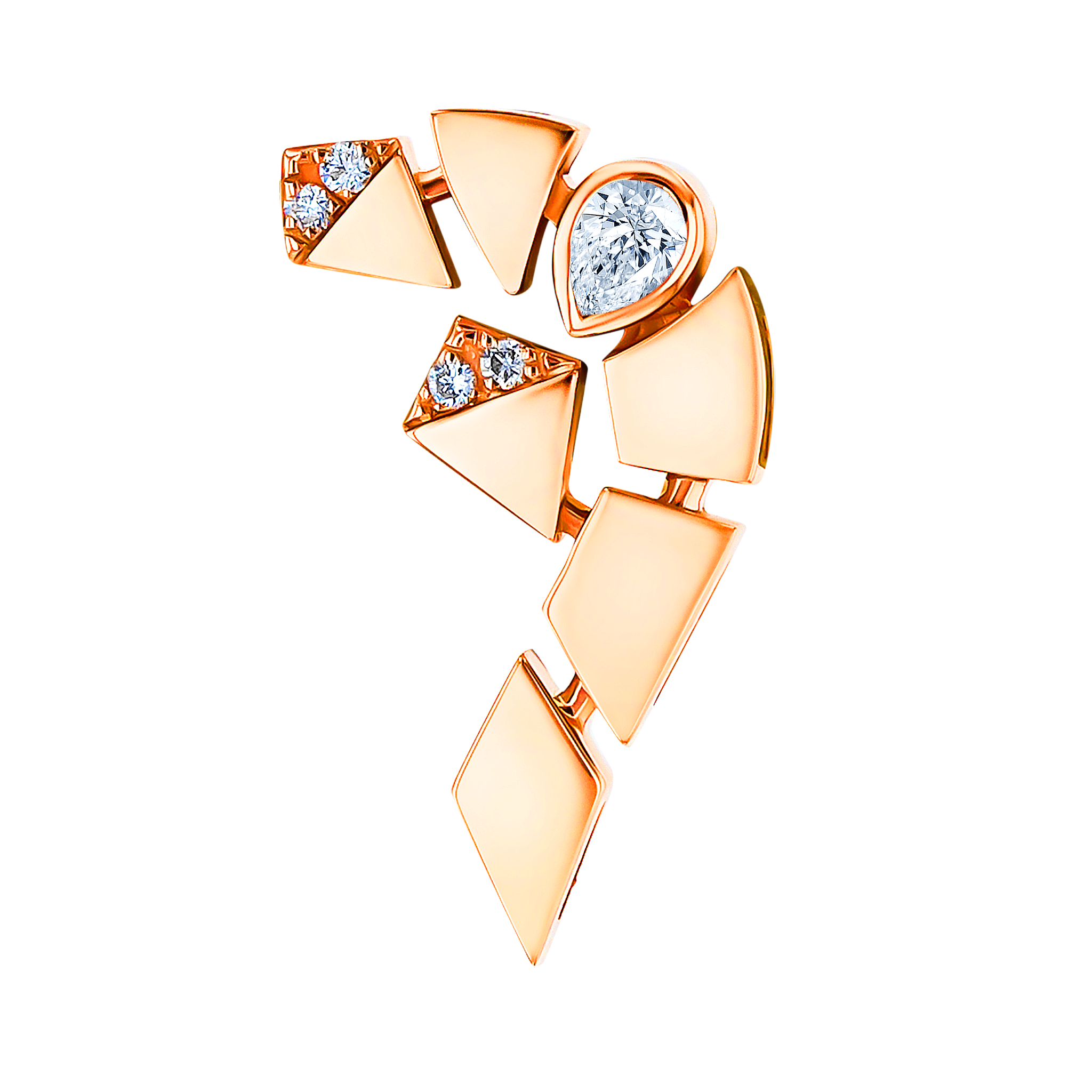 Glacial Earring  in 18K Rose  Gold Studded Diamonds