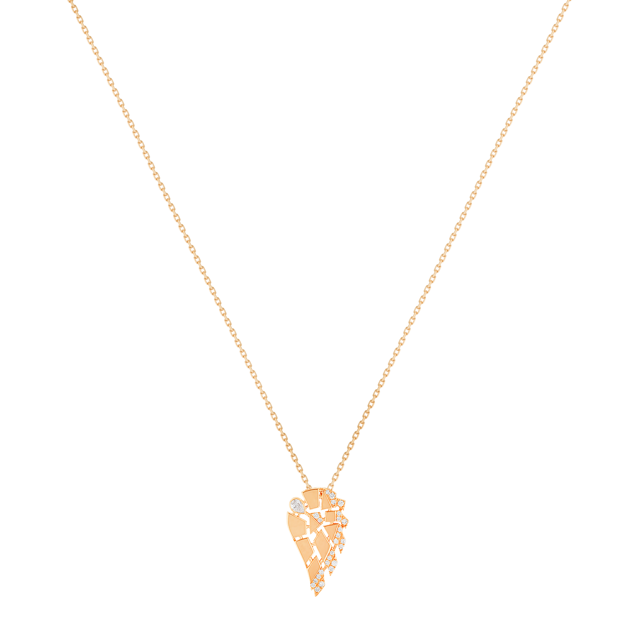 Glacial Pendant chain   in 18K Rose  Gold Studded Diamonds