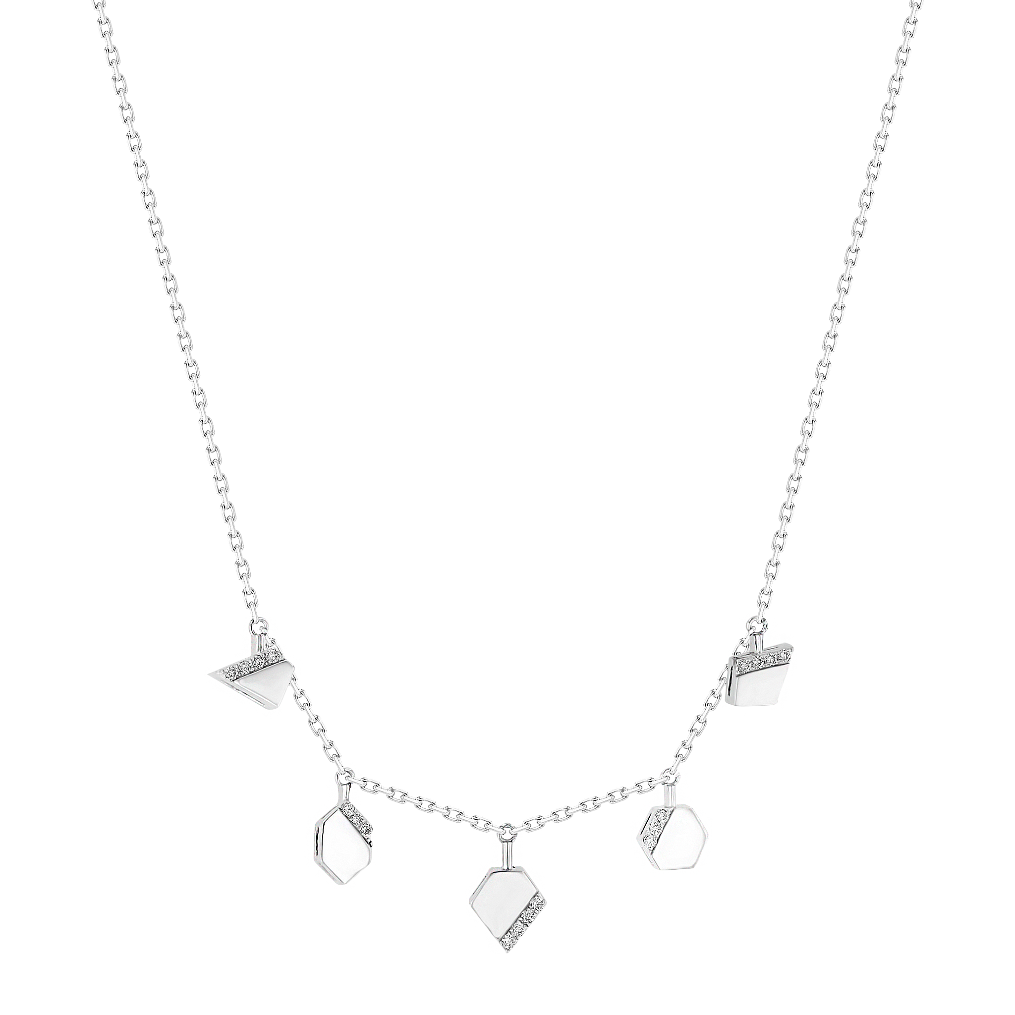 Glacial Necklace  in 18K White  Gold Studded with Diamonds