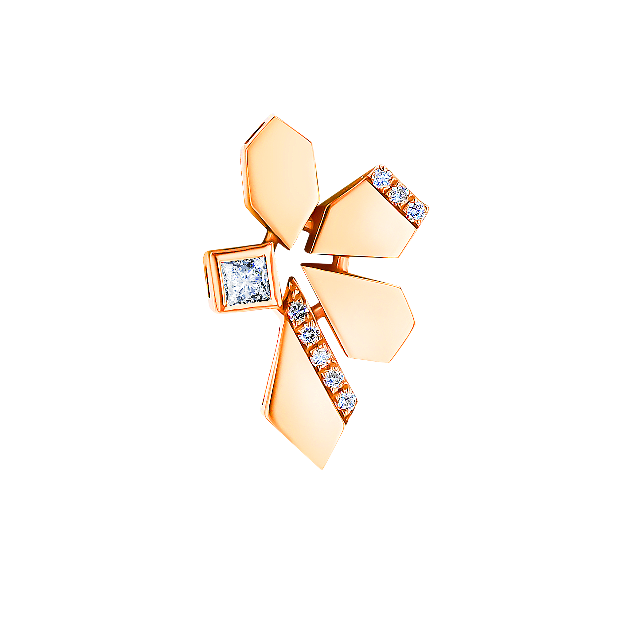 Glacial Earring  in 18K Rose  Gold Studded with Diamonds