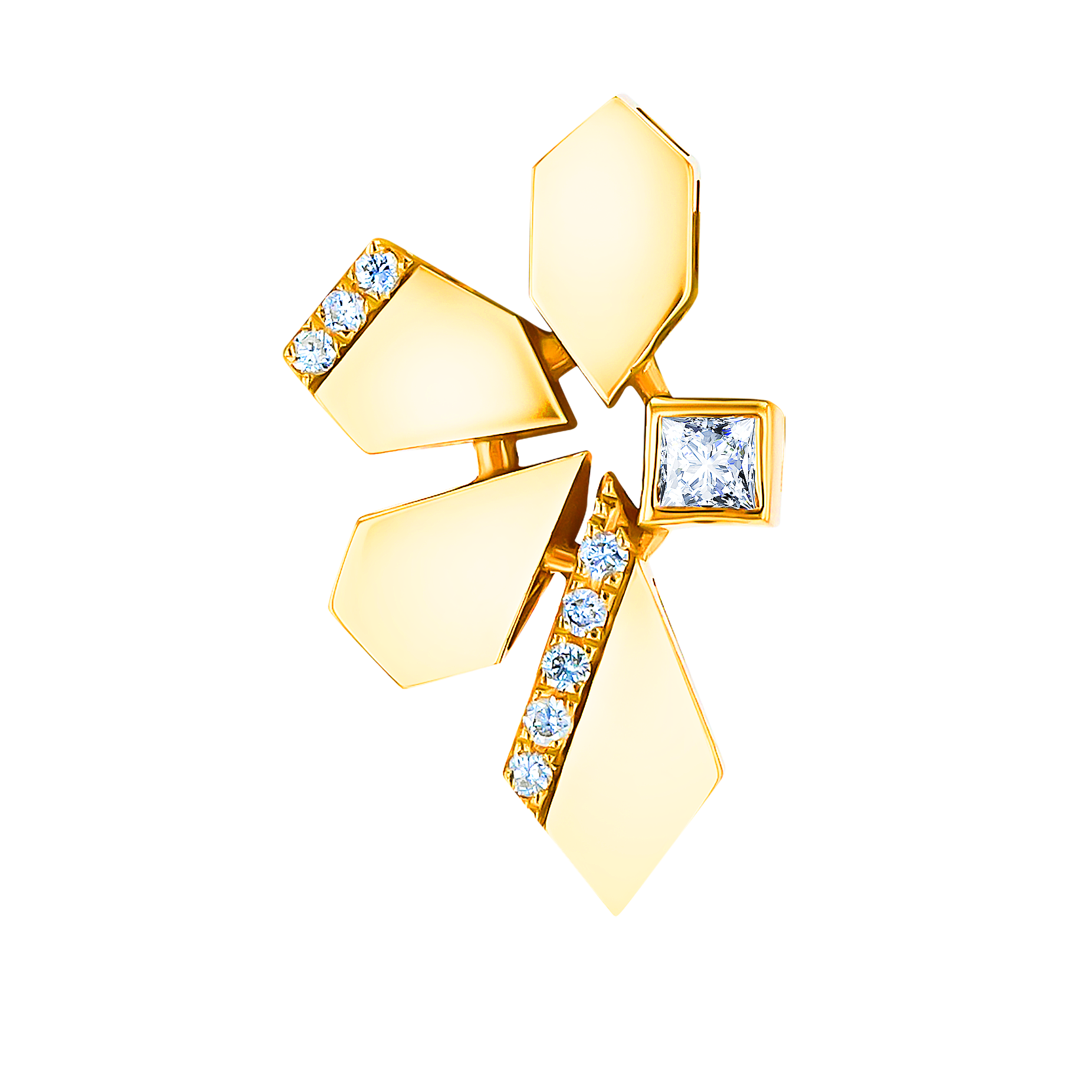 Glacial Earring  in 18K Yellow  Gold Studded with Diamonds