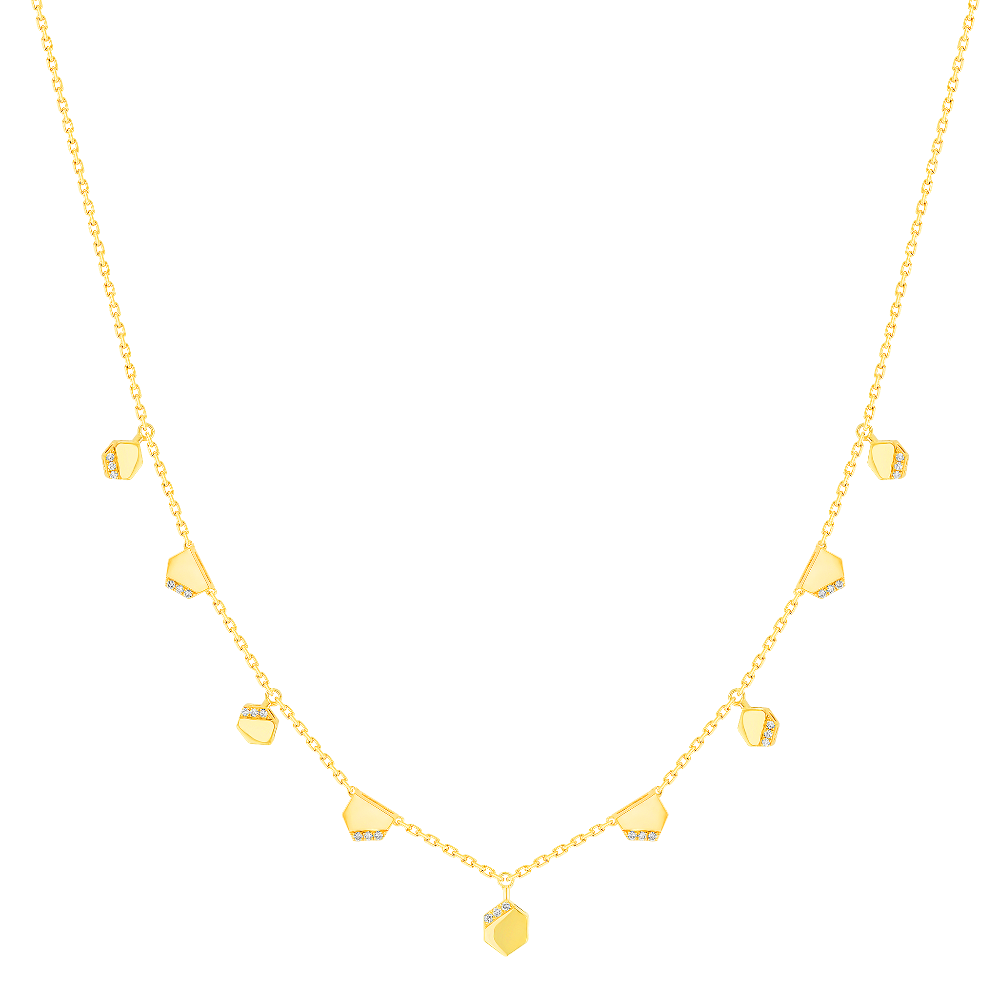 Glacial Necklace  in 18K Yellow  Gold Studded with Diamonds
