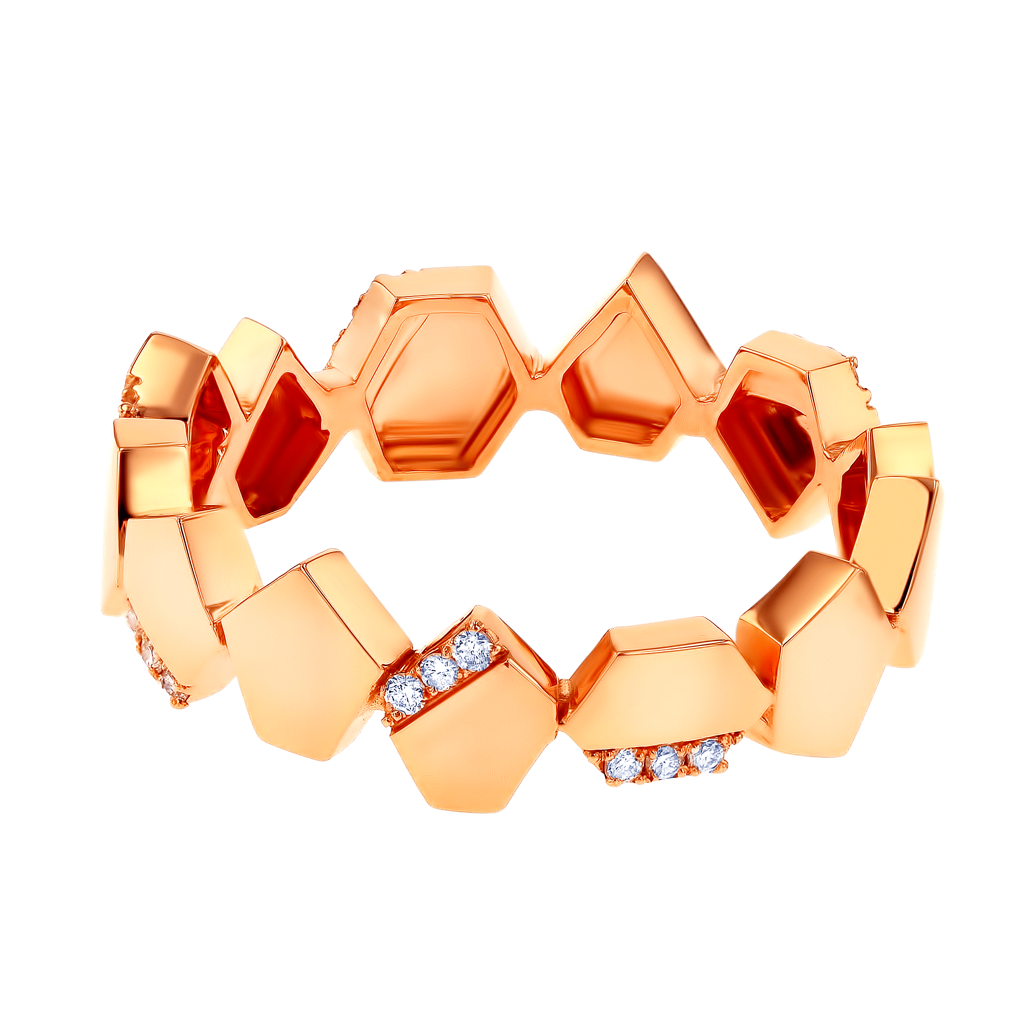 Glacial Ring  in 18K Rose  Gold Studded with Diamonds