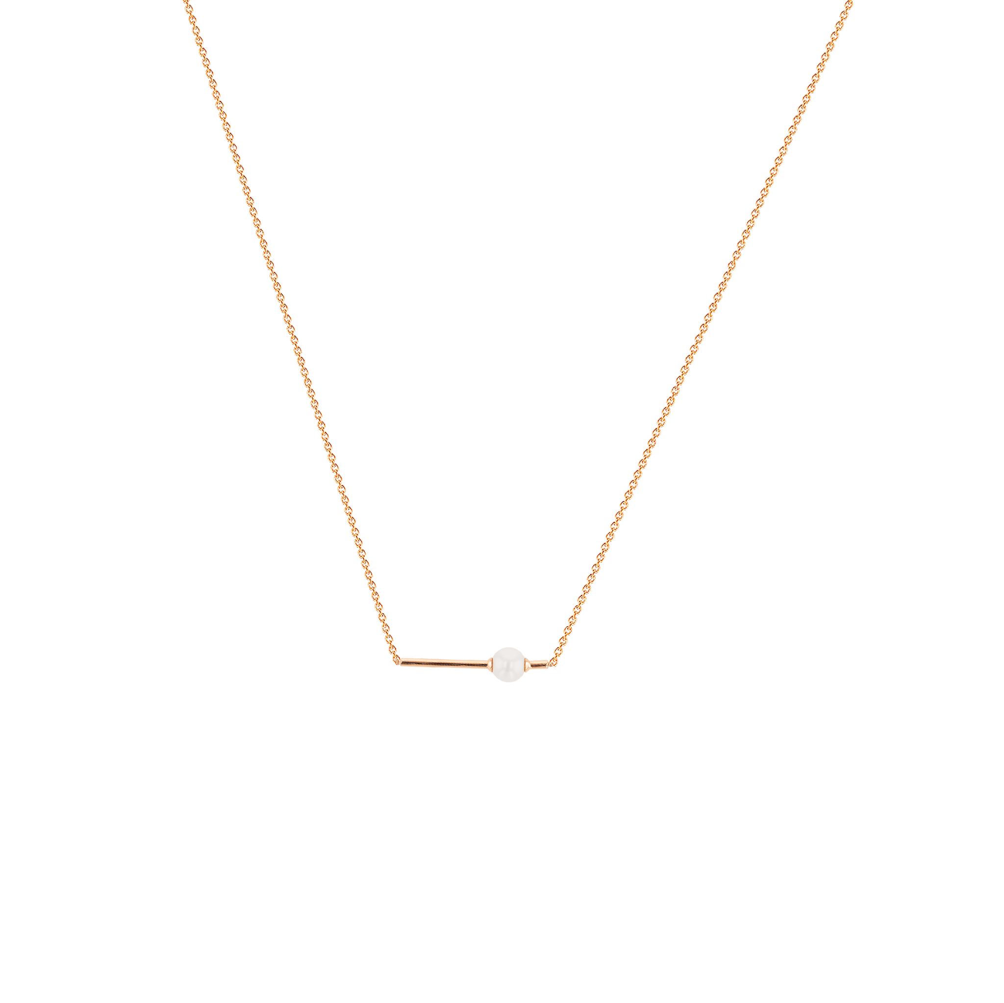 Kiku Glow Necklace in 18K Rose Gold With a Freshwater Pearl