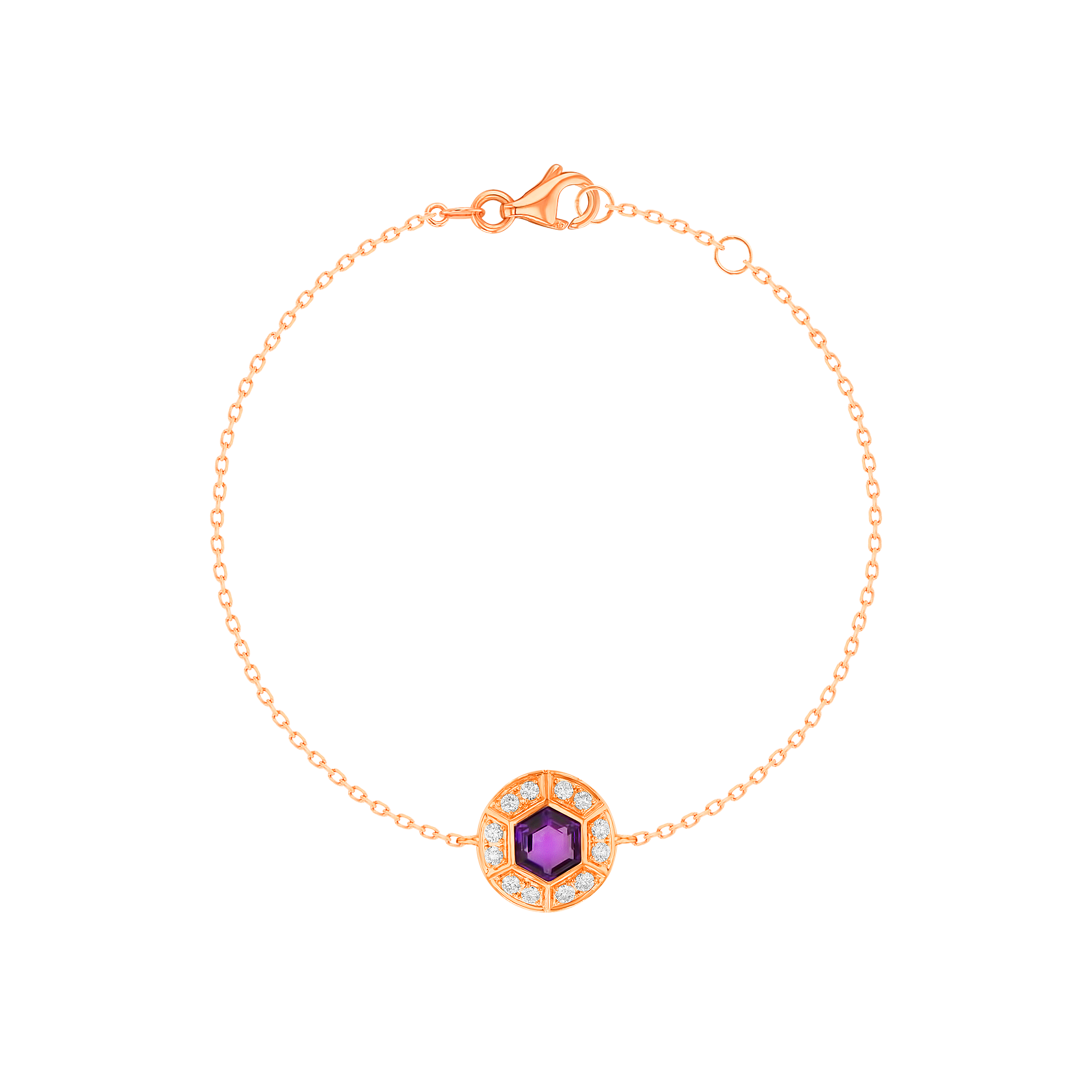 Kanzi Bracelet in 18K Rose Gold and studded with Purple Amethyst