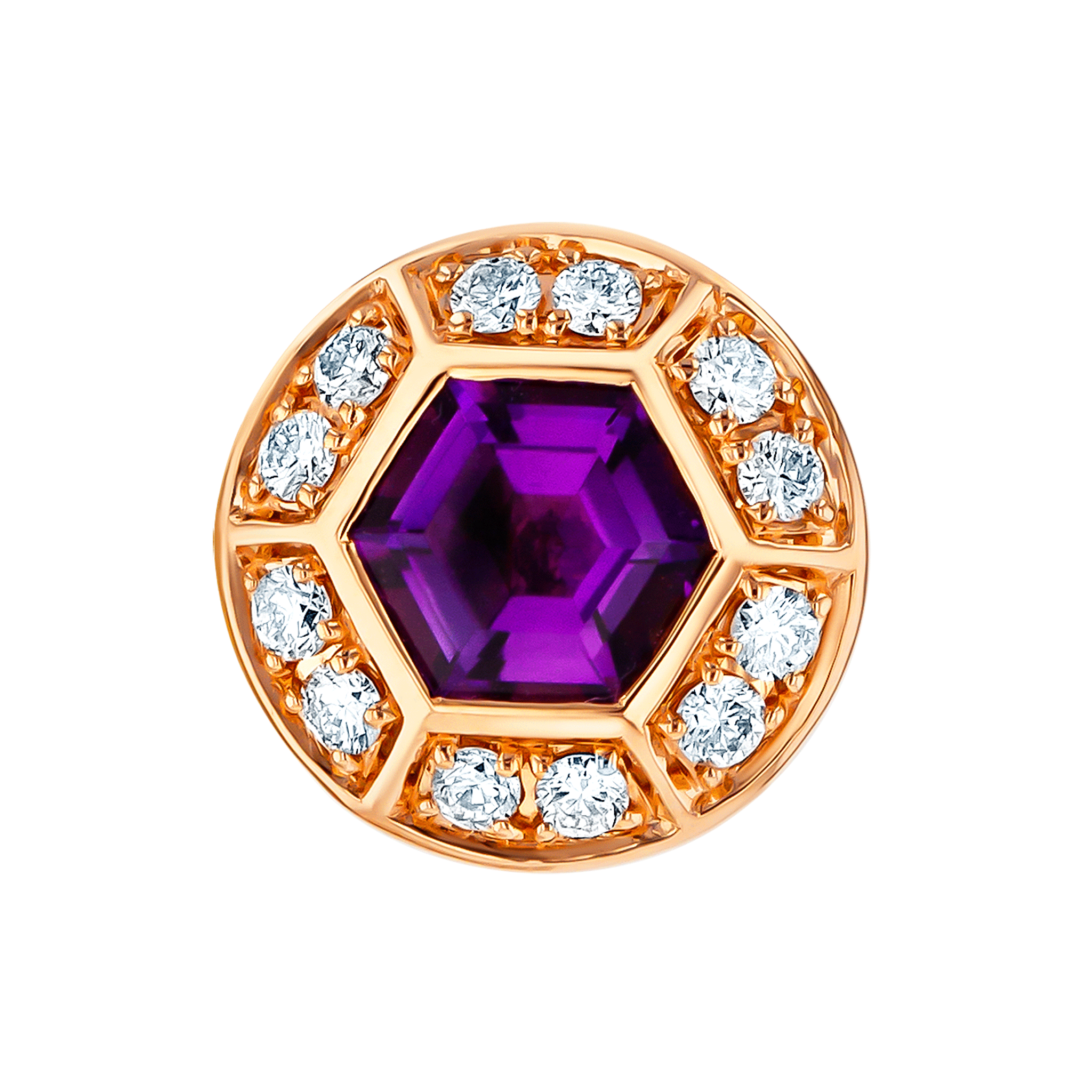 Kanzi Earrings in 18K Rose Gold and studded with Purple Amethyst