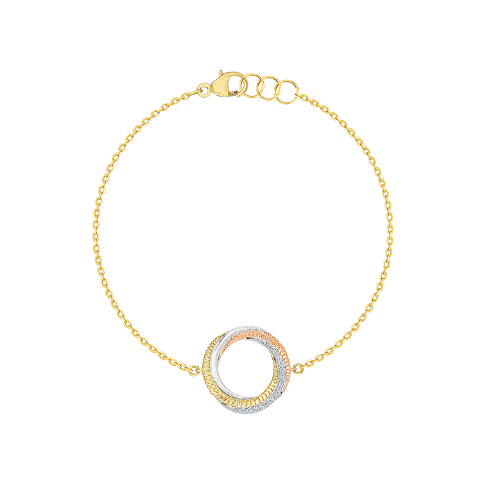 Revolve Trio 18k Yellow, Rose and White Gold Bracelet with Diamonds