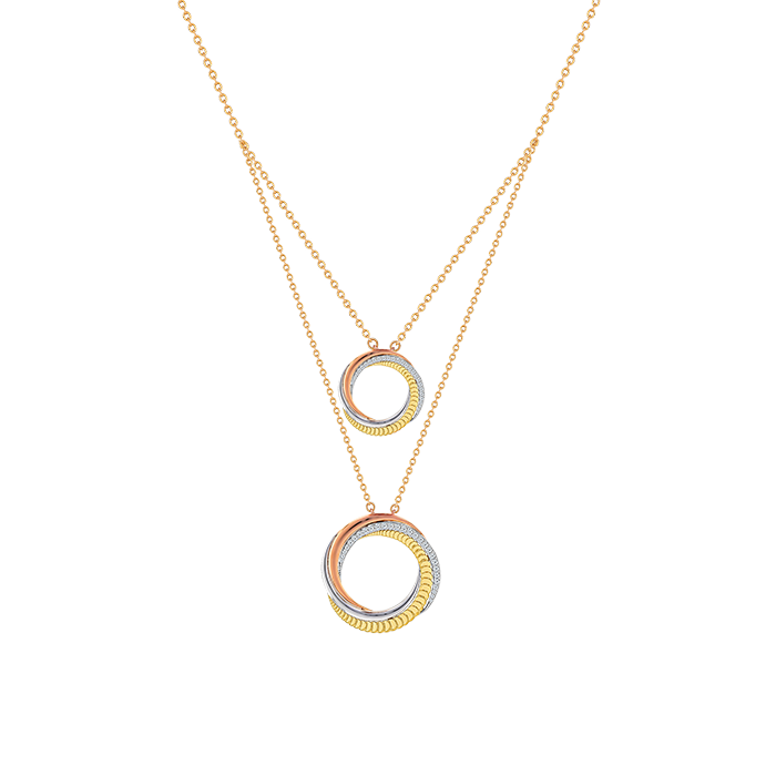 Revolve Trio 18k Yellow, Rose and White Gold Necklace with Diamonds