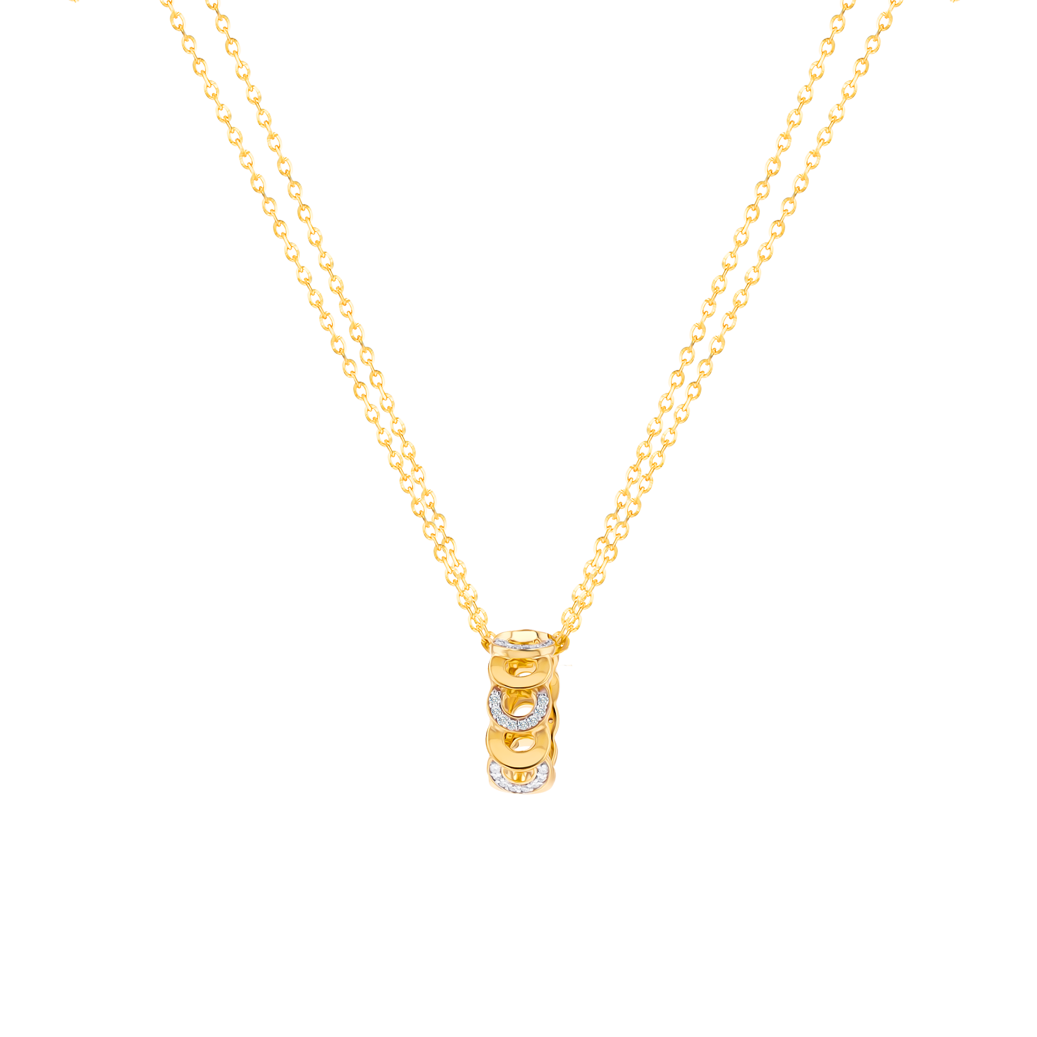 Revolve Diamond Pendant Chain set in 18K Yellow Gold