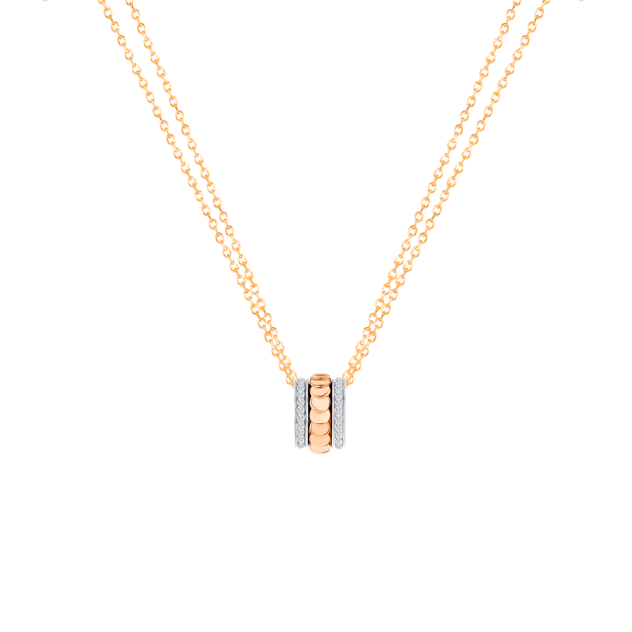 Revolve Diamond Pendant Chain With Moving Mechanism set in 18K Rose Gold