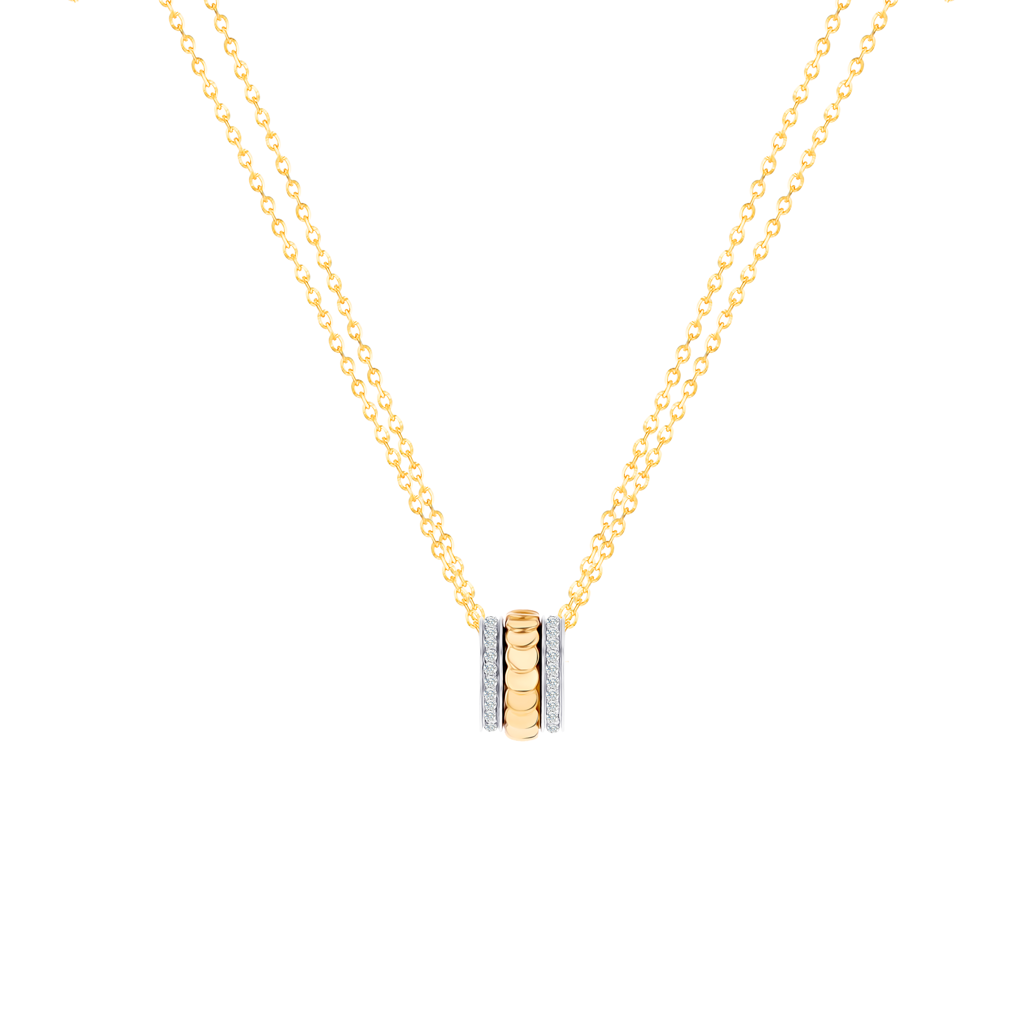 Revolve Diamond Pendant Chain With Moving Mechanism set in 18K Yellow Gold