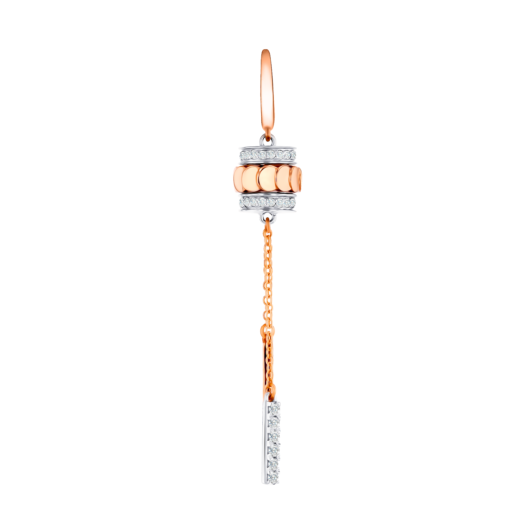 أقراط "ريفولف" المتدلّية مع تعليقة مرصّعة بالألماس مع آلية الحركة بشكل دائري من الذهب الوردي عيار 18 قيراط