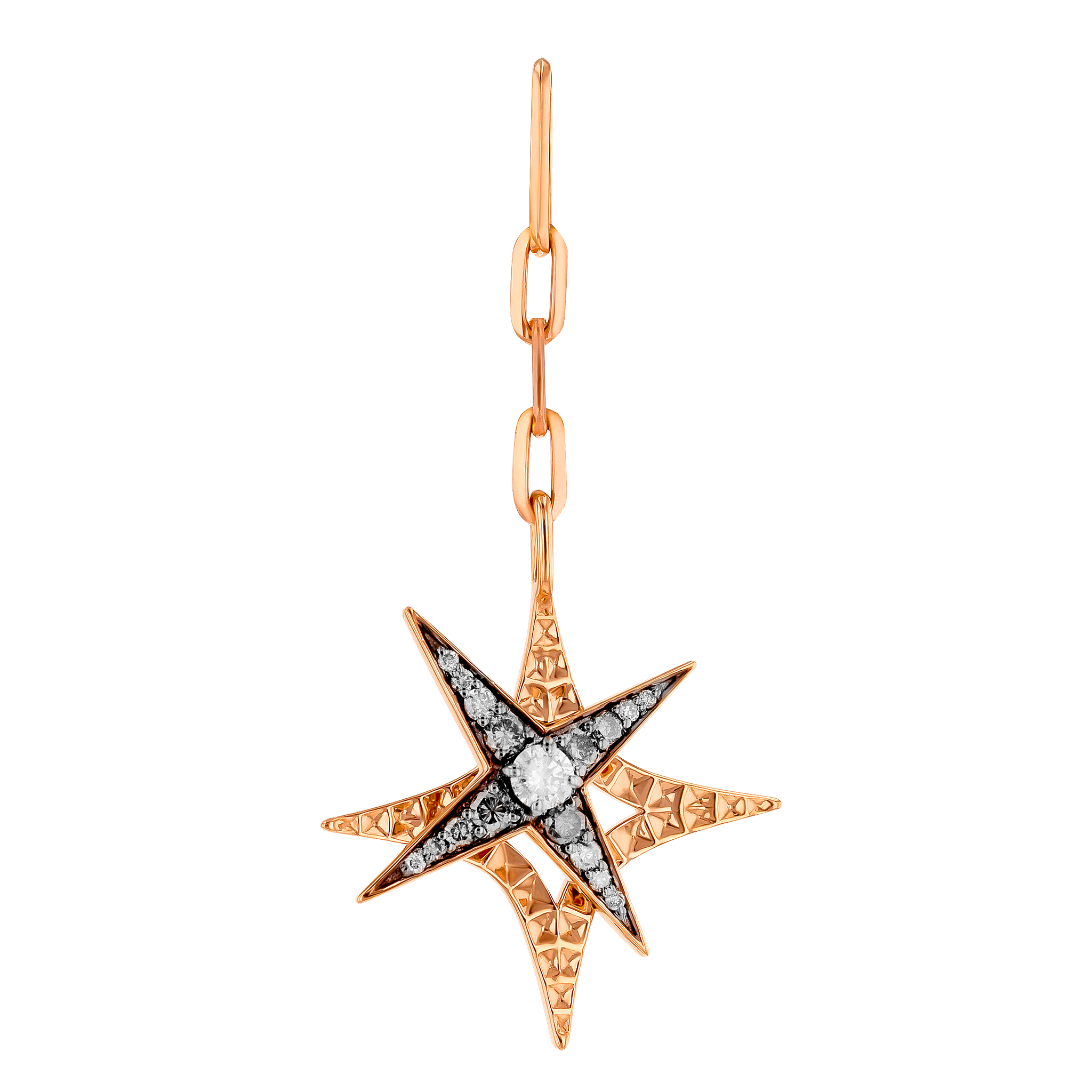 STAR Drop Earrings in 18K Rose Gold and Studded with Brown Diamonds