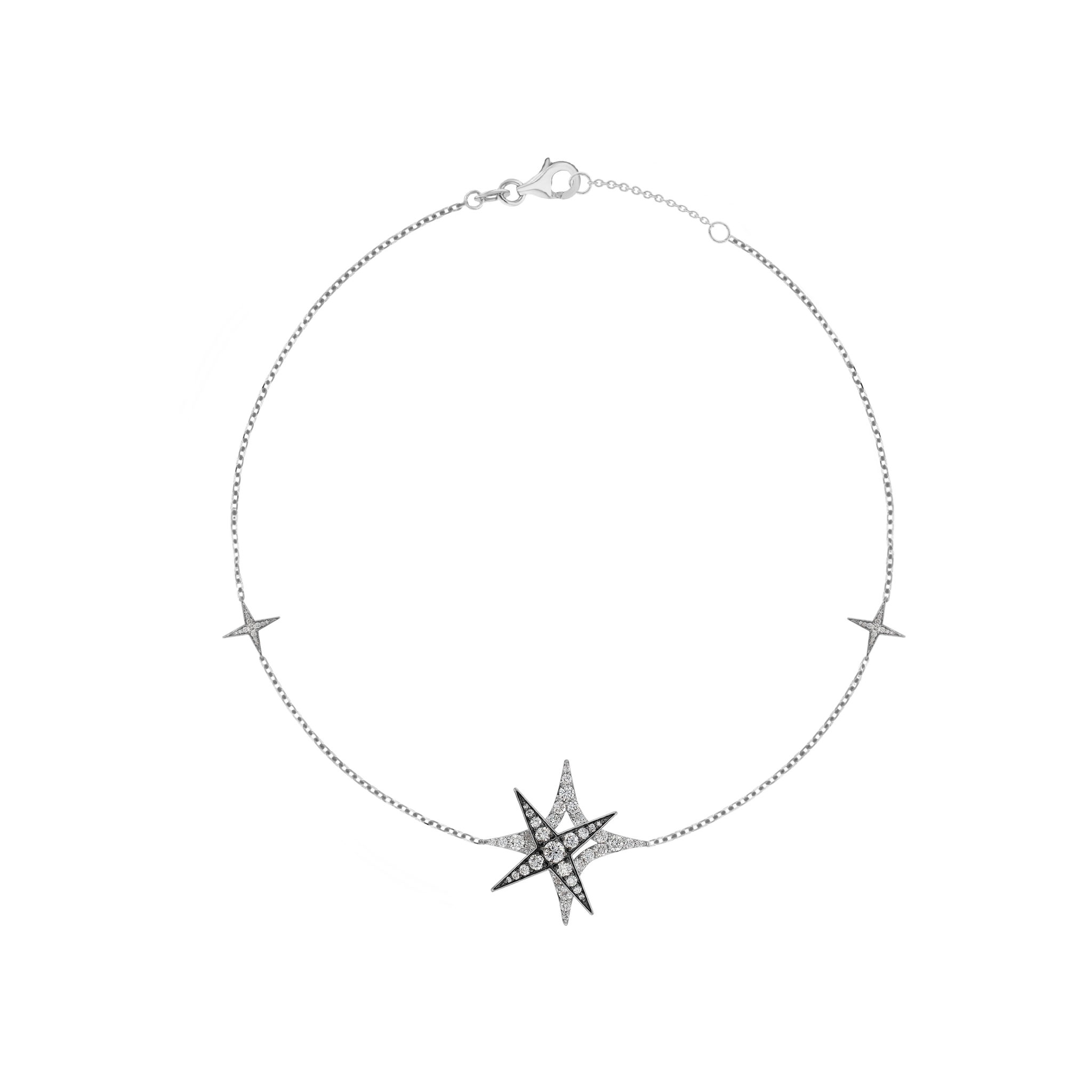 STAR Adjustable Bracelet in 18K White Gold and Studded with White Diamonds