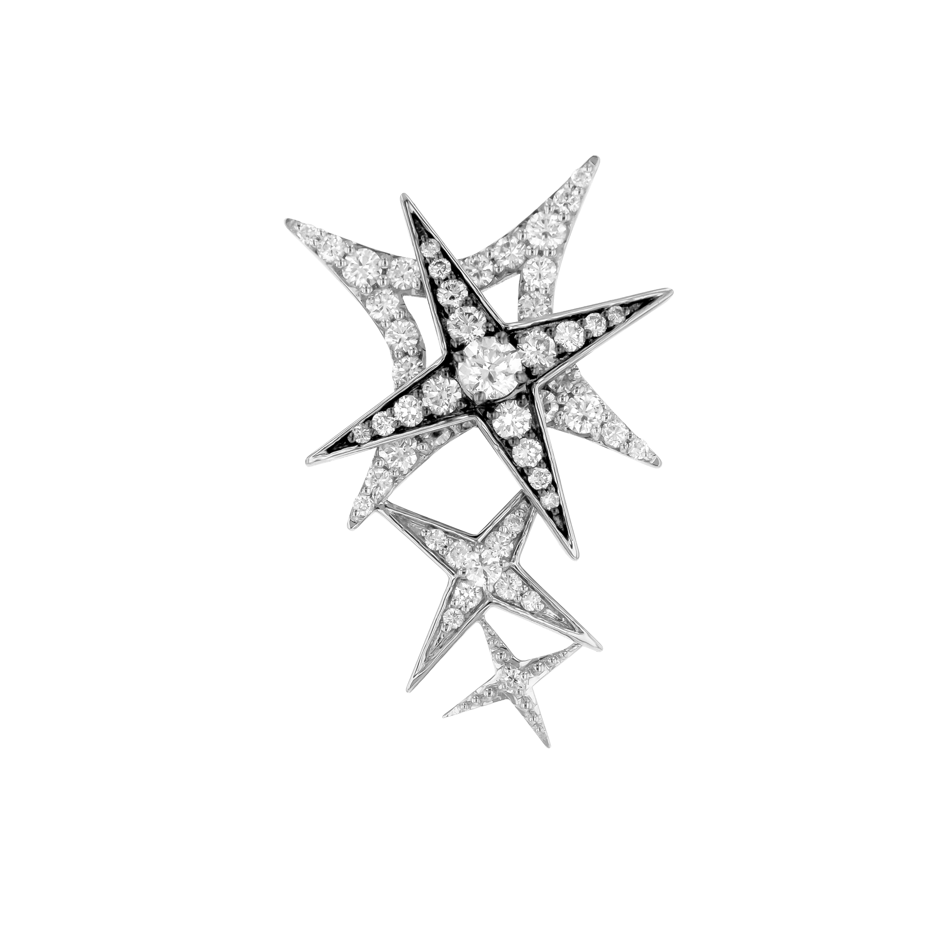 STAR Stud Earrings in 18K White Gold and Studded with White Diamonds