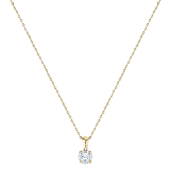 Gaia Solitaire 1 Carat Diamond Pendant Chain in 18K Yellow  Gold 